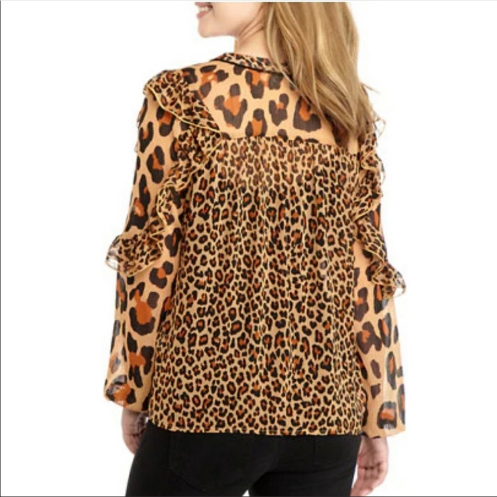 NWT Wonderful ruffle sleeve leopard print top - Picture 2 of 4